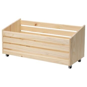 Wheelcrate, Storage box on wheels, pine, 78x30 cm