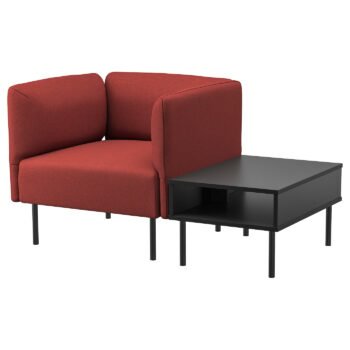 Sidetable, Armchair with side table, Gunnared brown-red/metal
