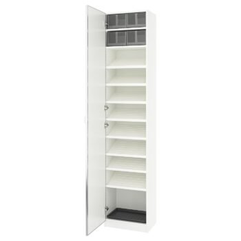 Glassline, Wardrobe combination, white/mirror glass, 50x38x236 cm