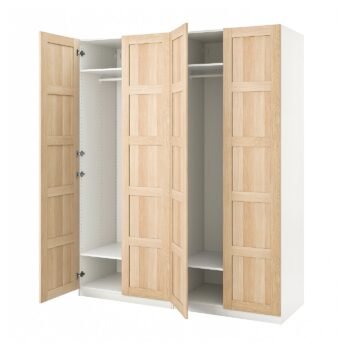 Oaklight XL, Wardrobe, white/white stained oak effect, 200x60x236 cm