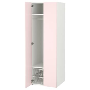 Pinkframe, Wardrobe, white/pale pink, 60x57x181 cm