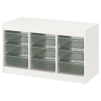 Greenspan, Storage combination with boxes, white/light green-grey, 99x44x56 cm