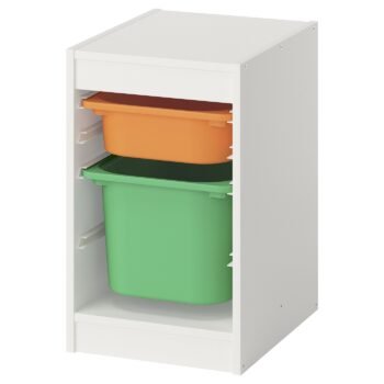 Colorpop Box, Storage combination with boxes, white/light orange bright green, 34x44x56 cm